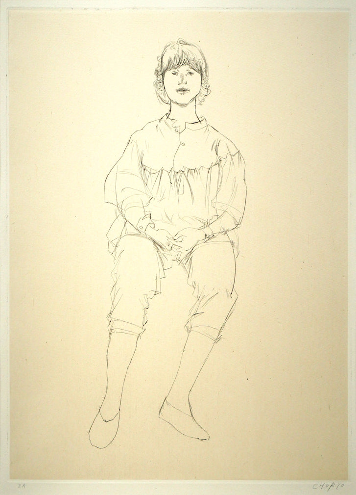 佐藤忠良「正面向きに座る少女(版画集「10人の女たち」より)」ドライポイント(銅版画) 作品全体画像