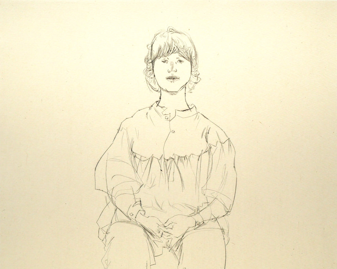 佐藤忠良「正面向きに座る少女(版画集「10人の女たち」より)」ドライポイント(銅版画) 拡大画像1