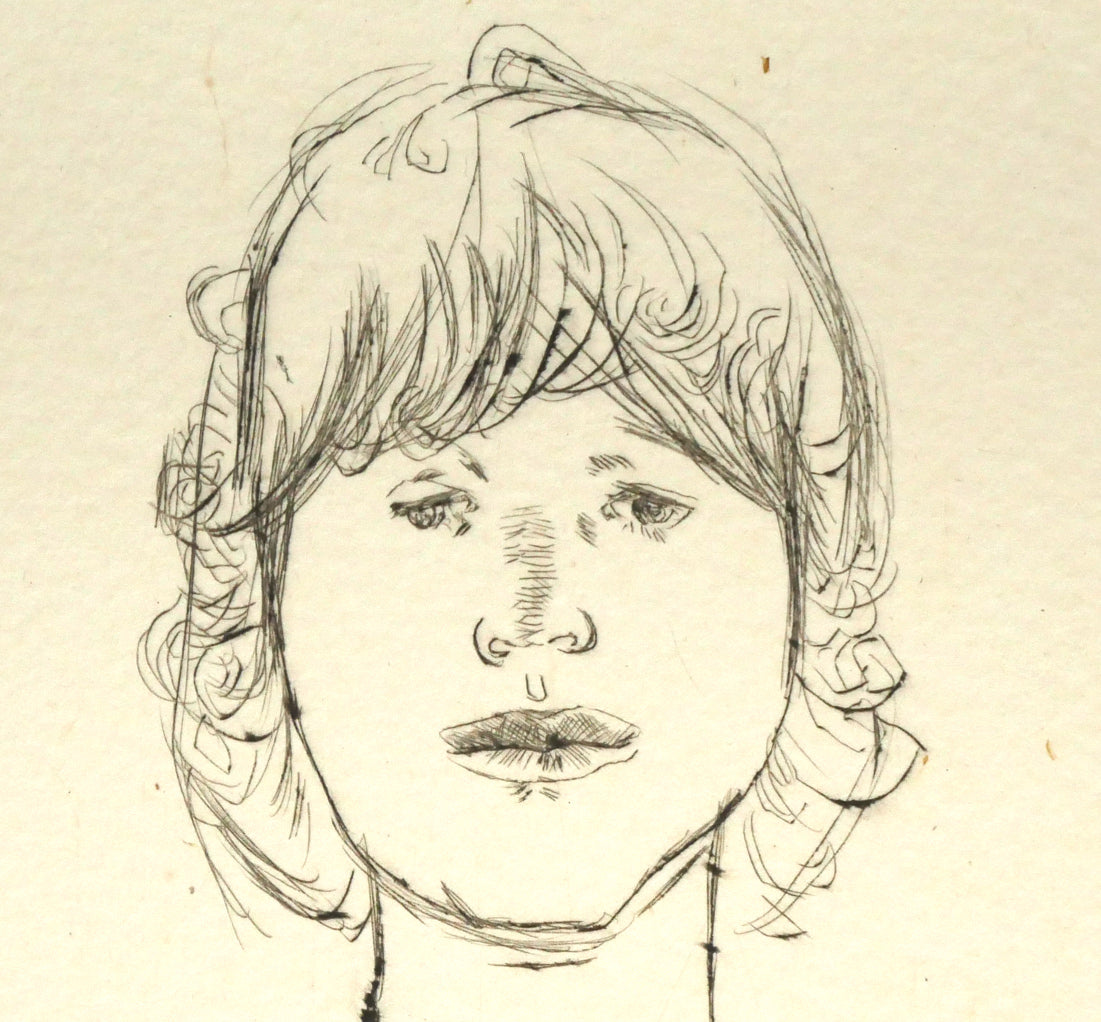 佐藤忠良「正面向きに座る少女(版画集「10人の女たち」より)」ドライポイント(銅版画) 拡大画像3