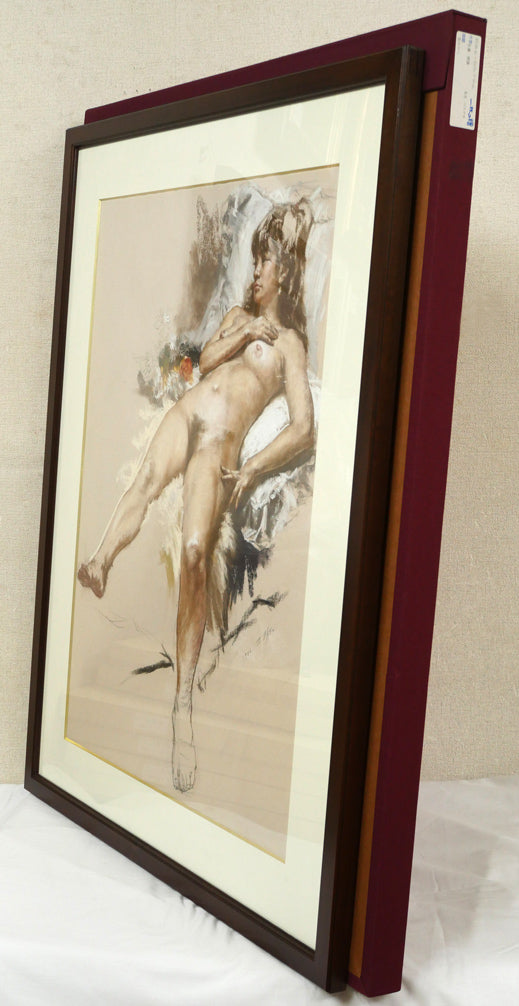 佐藤照雄「花のマハ」パステル画・20号 付属品画像(布タトウ箱付き)