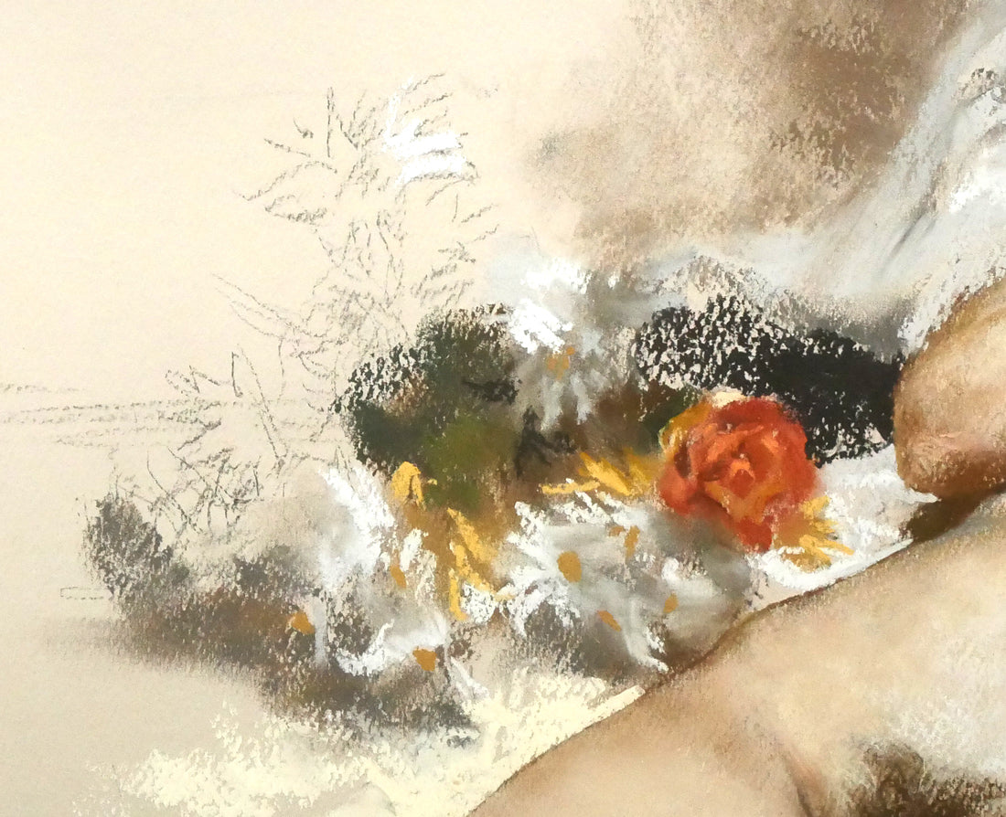 佐藤照雄「花のマハ」パステル画・20号 拡大画像4