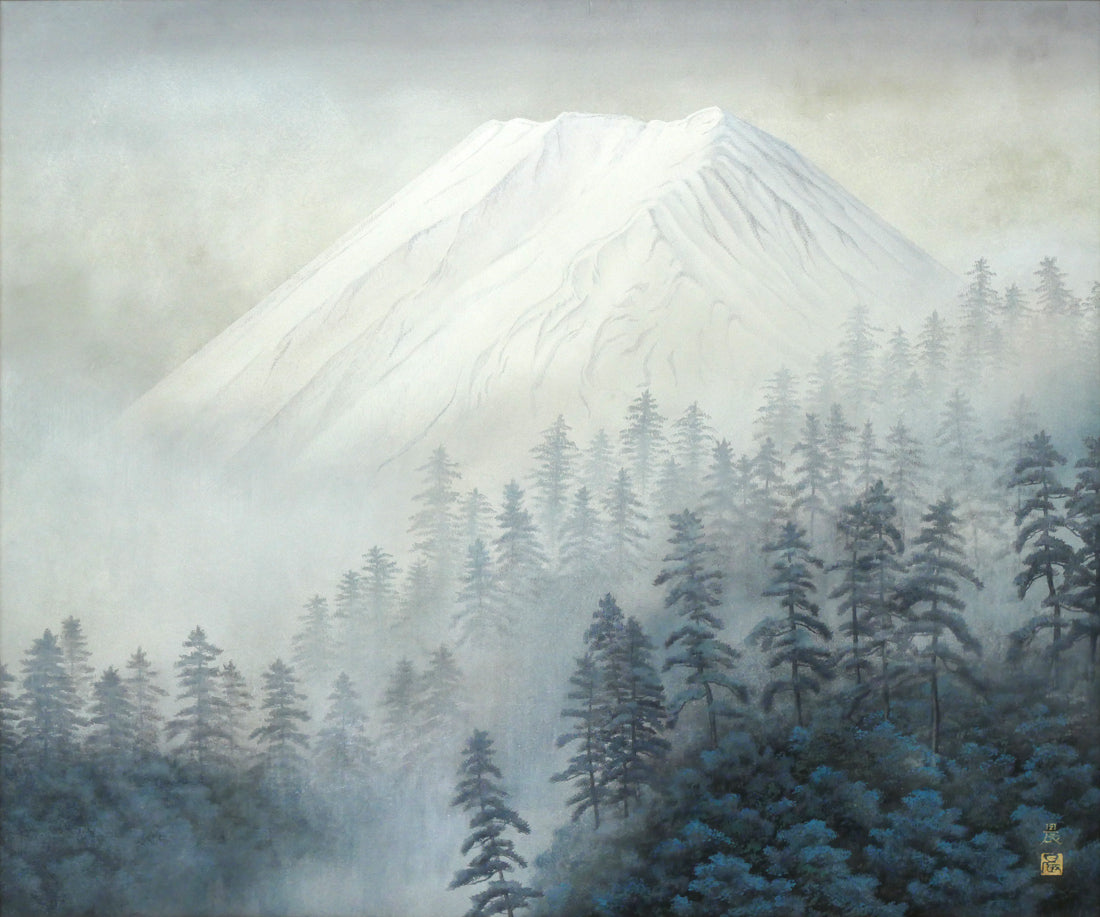 佐藤晨「富獄霧霽」日本画・F20号 作品全体拡大画像