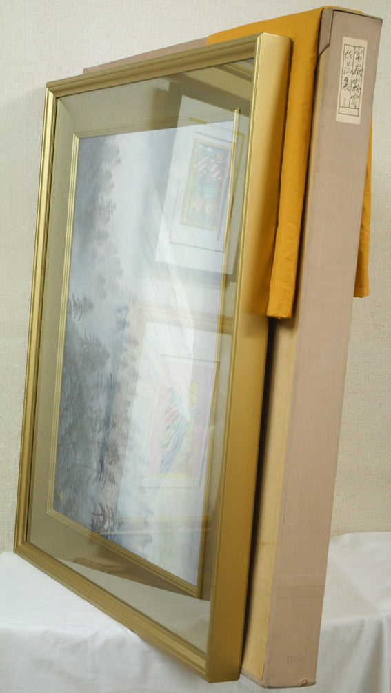 佐藤晨「富獄霧霽」日本画・F20号 付属品画像(黄袋、布タトウ箱付き)