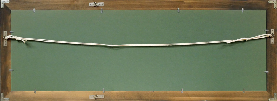 佐藤勝彦「前へ前へ」肉筆墨彩画 額縁裏側画像