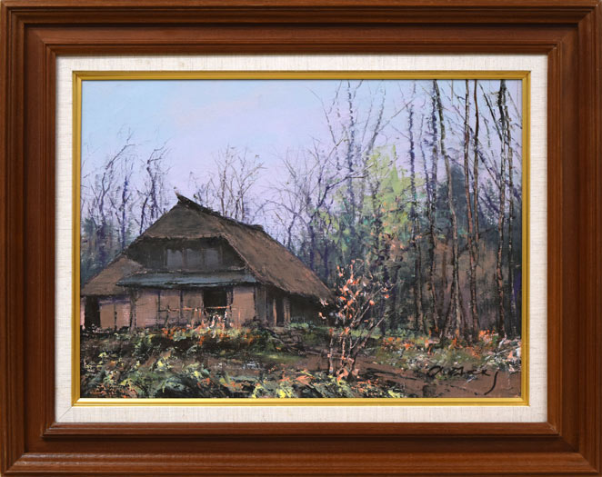 佐藤あつ子「兜造りの家(さがえ)」油絵・P8号