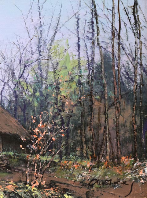 佐藤あつ子「兜造りの家(さがえ)」油絵・P8号 拡大画像2