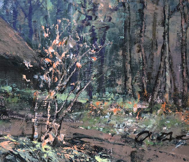 佐藤あつ子「兜造りの家(さがえ)」油絵・P8号 拡大画像6