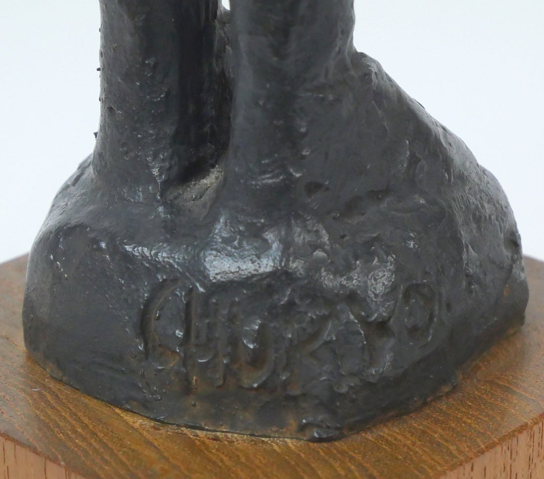 佐藤忠良「冬帽子」ブロンズ作品・共箱付き サイン拡大画像