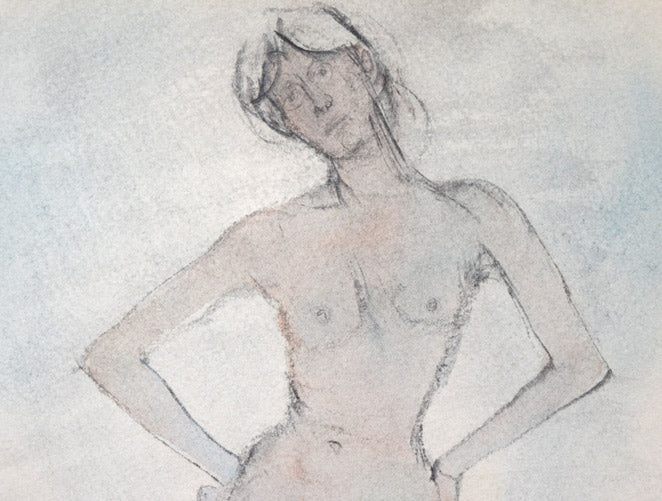 佐藤忠良「裸婦」水彩画 拡大画像1