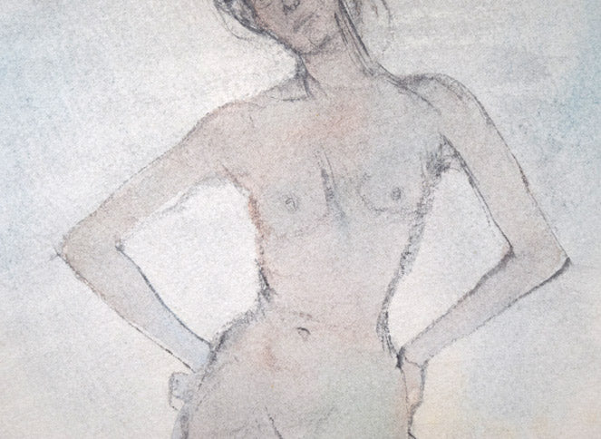 佐藤忠良「裸婦」水彩画 拡大画像3