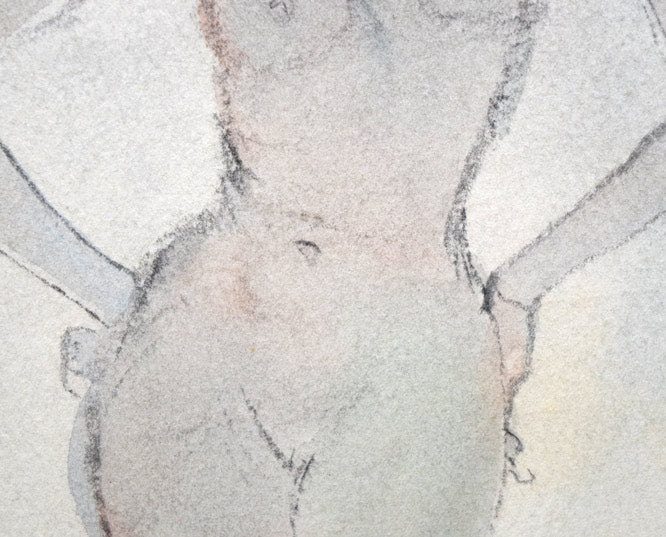 佐藤忠良「裸婦」水彩画 拡大画像4