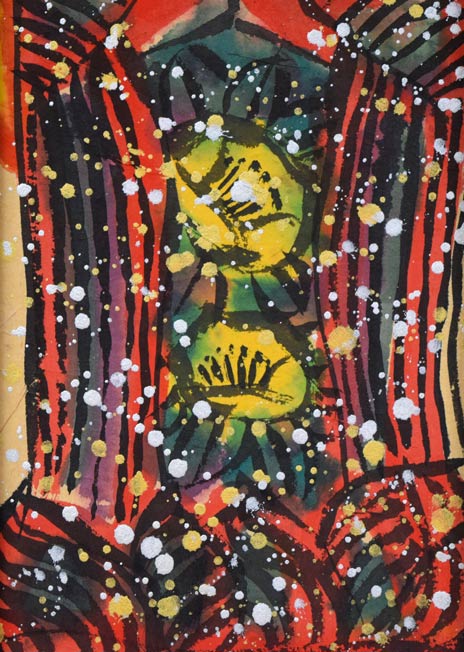 佐藤勝彦「無事(安心していいよ)」肉筆墨彩画 拡大画像2