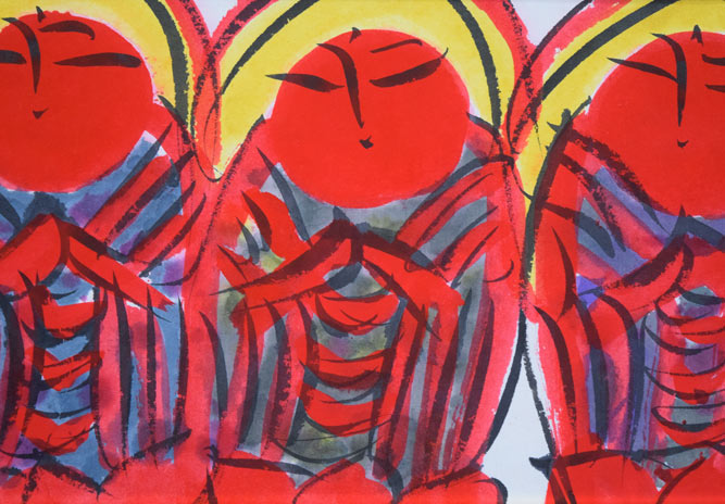 佐藤勝彦「無事(そのままで~)」肉筆墨彩画 拡大画像5