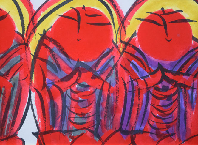 佐藤勝彦「無事(そのままで~)」肉筆墨彩画 拡大画像6