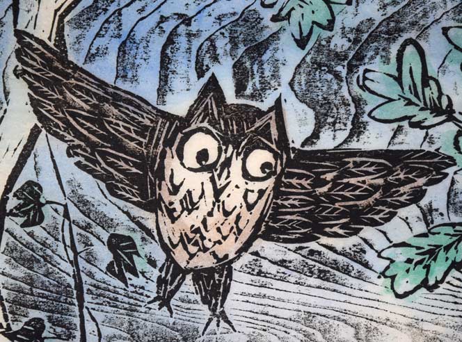 佐藤国男「かしわばやしの夜(めくらぶどう)」木版画に裏彩色 拡大画像2