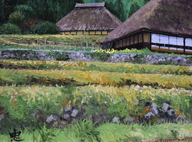 佐藤忠彦「山村春映(山口県)」油絵・P8号 拡大画像3