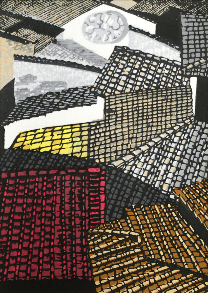 関野準一郎「フィレンツェの甍」木版画 作品全体画像