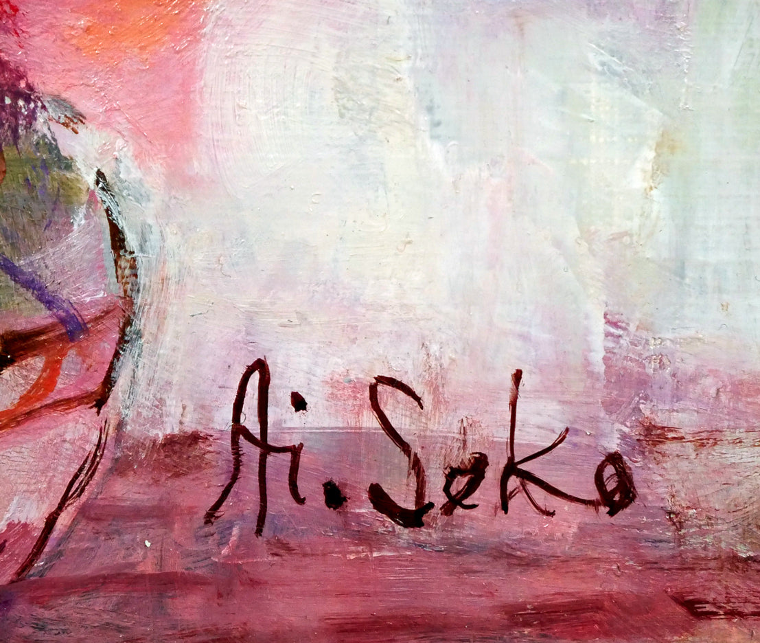 瀬古愛「薔薇」油絵・F4号 サイン拡大画像