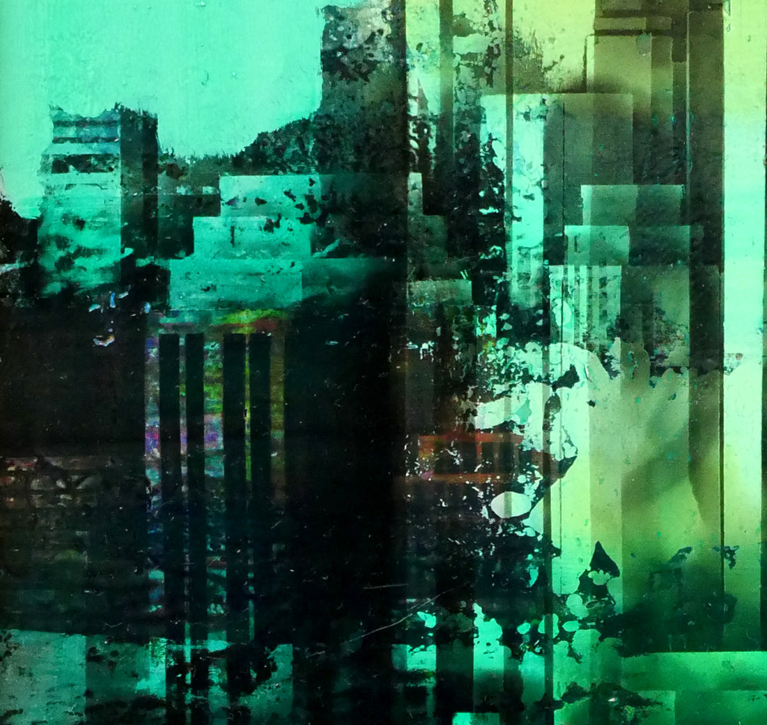 芹田英治「城砦マンハッタン」油絵・F4号 拡大画像3