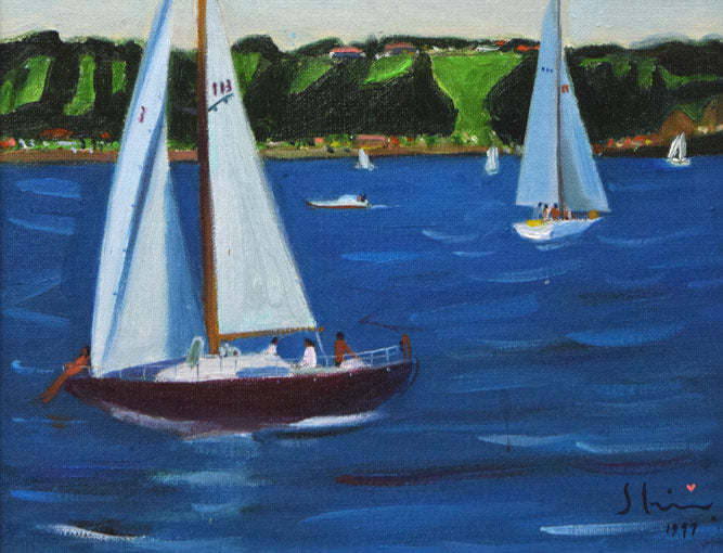 渋井一夫「油壺」油絵・F4号 拡大画像2