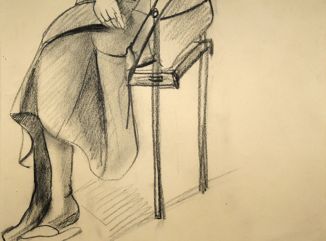 繁野三郎「女性像」コンテデッサン・5号 拡大画像4