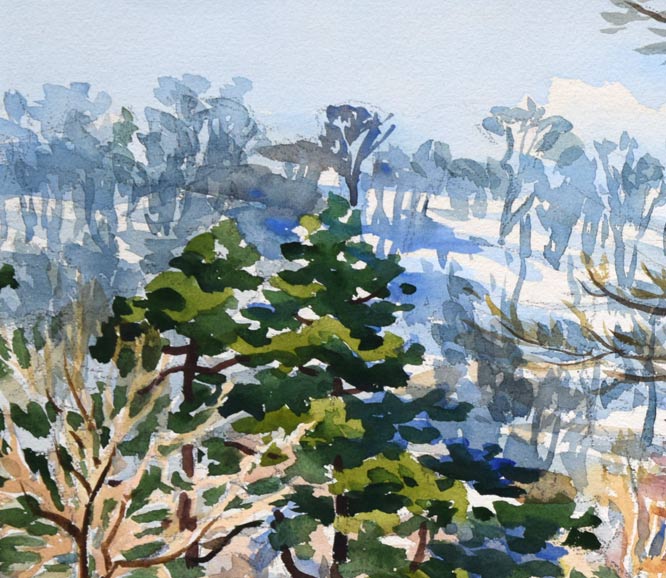 繁野三郎「円山待春(札幌)」水彩画・8号 拡大画像1