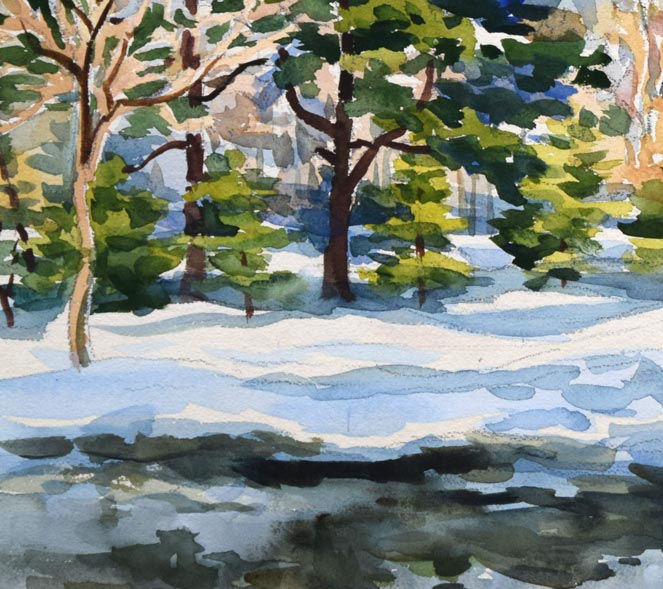 繁野三郎「円山待春(札幌)」水彩画・8号 拡大画像5