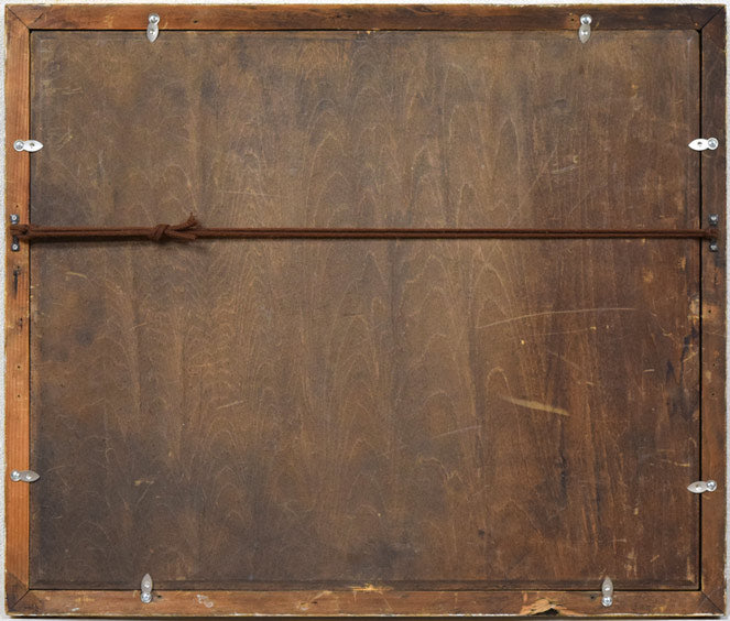 繁野三郎「港風景」水彩画・5号 額縁裏側画像