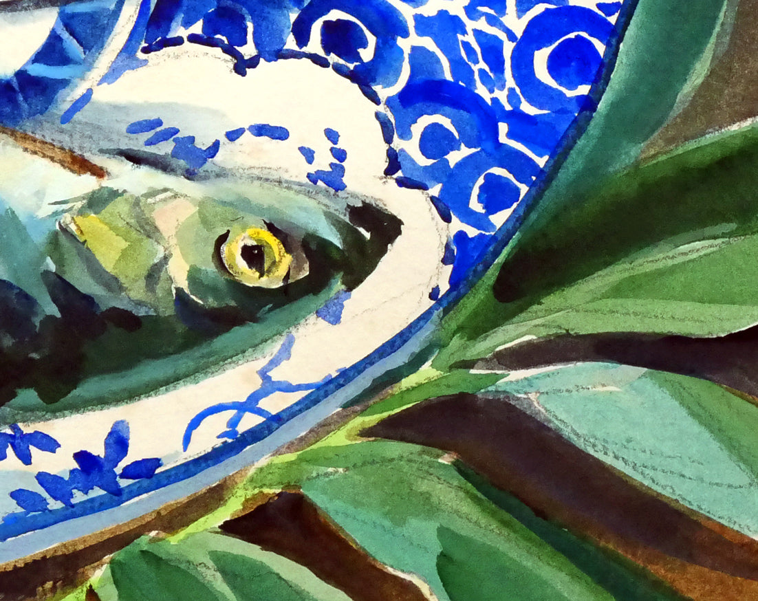 繁野三郎「春告魚(ニシン)」水彩画・8号 拡大画像6