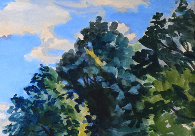 繁野三郎「さっぽろテレビ塔(大通公園)」水彩画・10号 拡大画像2