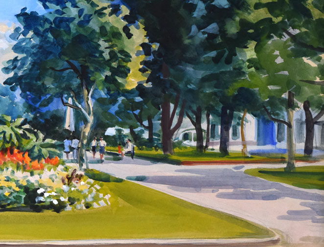 繁野三郎「さっぽろテレビ塔(大通公園)」水彩画・10号 拡大画像4