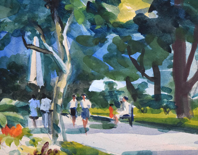 繁野三郎「さっぽろテレビ塔(大通公園)」水彩画・10号 拡大画像8