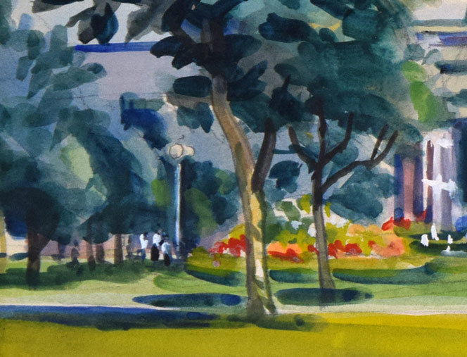 繁野三郎「さっぽろテレビ塔(大通公園)」水彩画・10号 拡大画像6