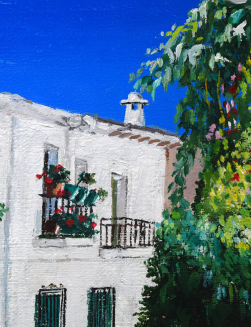 島津豪亮「白壁の街並み（スペイン）」油絵・F4号　拡大画像4