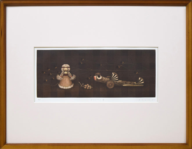 清水敦「むつごろう車」銅版画(カラーメゾチント)