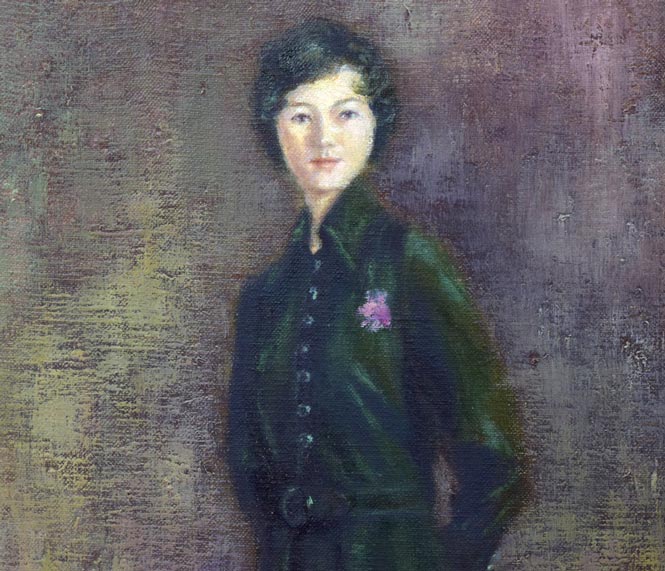 清水澄子「ブーツを穿いた女」油絵・F10号 拡大画像1