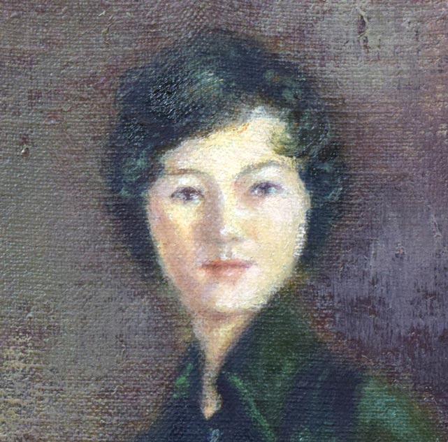 清水澄子「ブーツを穿いた女」油絵・F10号 拡大画像2