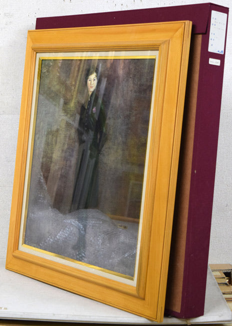 清水澄子「ブーツを穿いた女」油絵・F10号 付属品画像