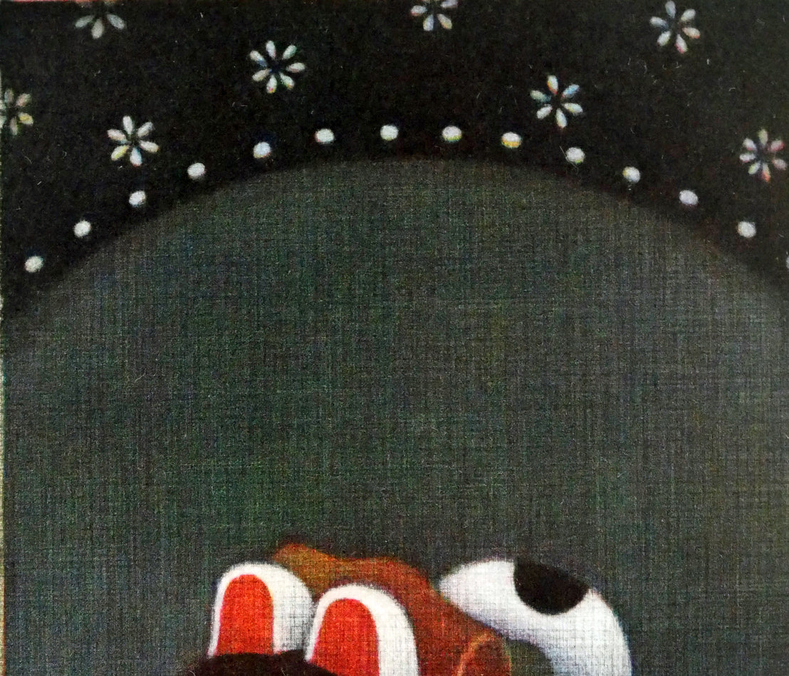 清水敦「犬張子(ふるさとの詩-日本の玩具)」銅版画(カラーメゾチント) 拡大画像1