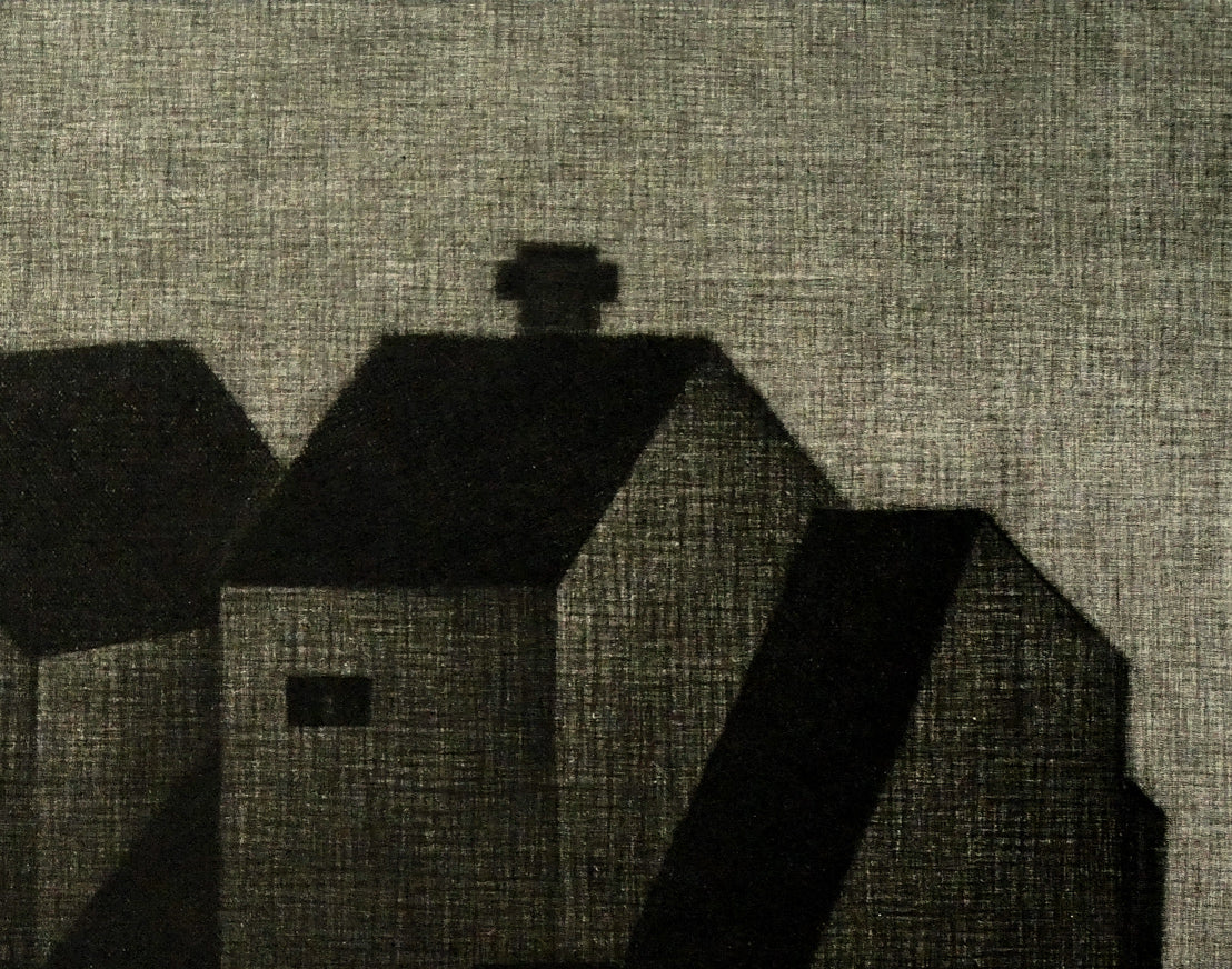 清水敦「黒い三軒の家」銅版画(メゾチント) 拡大画像2