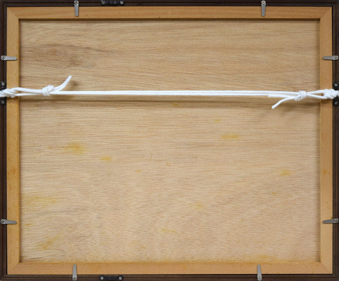 清水敦「水芭蕉」カラーメゾチント(銅版画) 額縁裏側画像