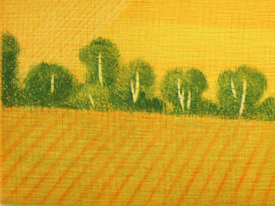 清水敦「麦畑」銅版画(カラーメゾチント) 拡大画像5