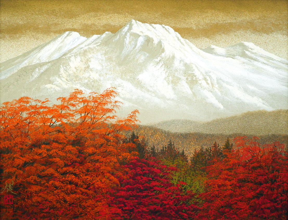 清水規「妙高山秋彩」日本画・P10号 作品全体画像