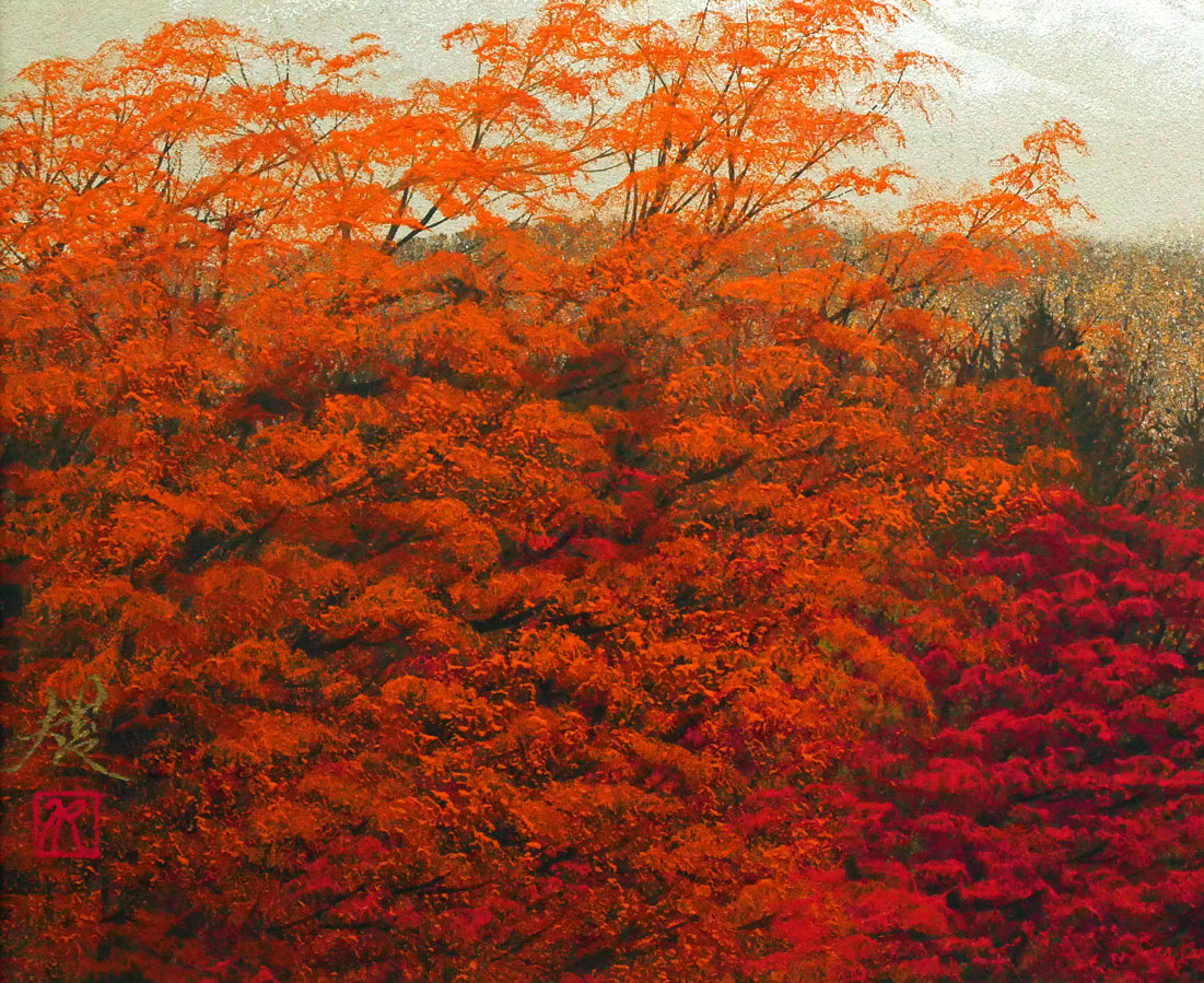 清水規「妙高山秋彩」日本画・P10号 拡大画像3