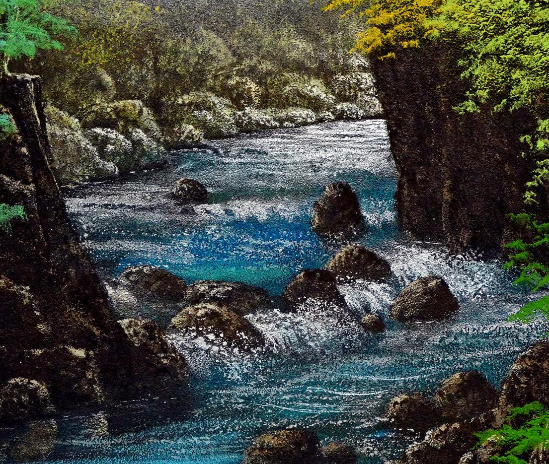 清水規「錦雲渓緑彩」日本画・F10号 拡大画像4