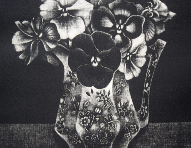 清水敦「三色スミレ」メゾチント(銅版画) 拡大画像2