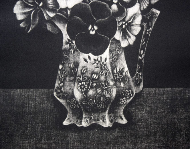 清水敦「三色スミレ」メゾチント(銅版画) 拡大画像3