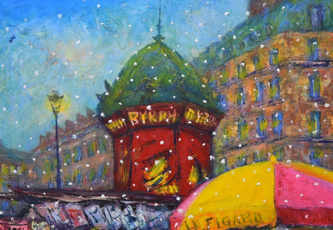 清水新也「巴里物語(ボンジュウル)」油絵・F15号 拡大画像1