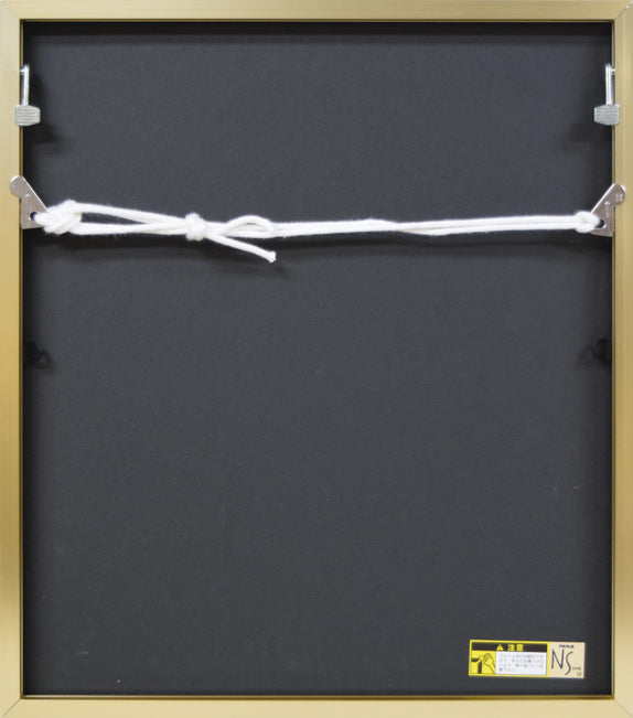 清水康雄「無題(ピエロと馬)」水彩画 額縁裏側画像