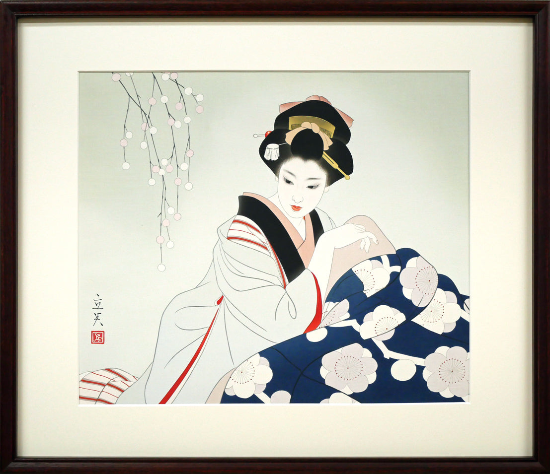 志村立美「こたつ」木版画